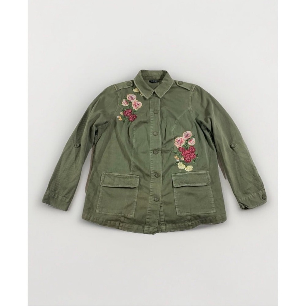 Used- Torrid Embroidered Women’s Green Jacket- Size 0